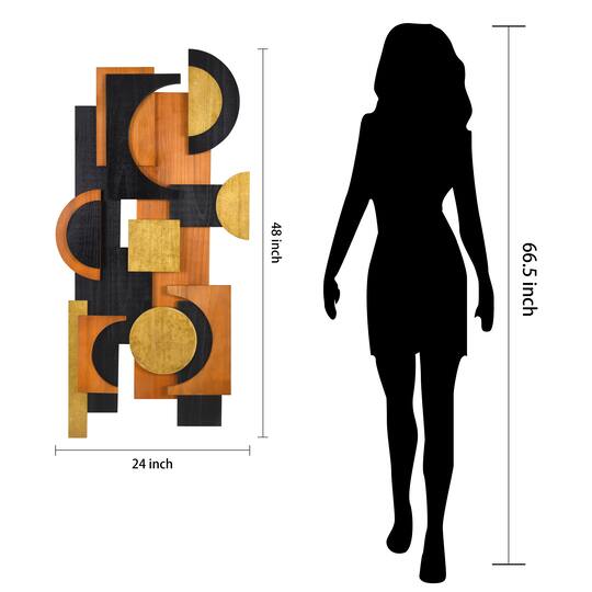 Empire Art Direct 24" x 48" Amber Embraces II Hand Made Dimensional Solid Wood Abstracts Wall Art
